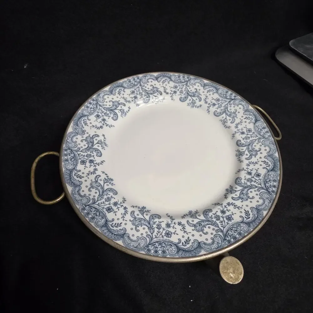 Antique S. Sternau & Co. Brooklyn NY Blue & White Porcelain Plate Serving Holder